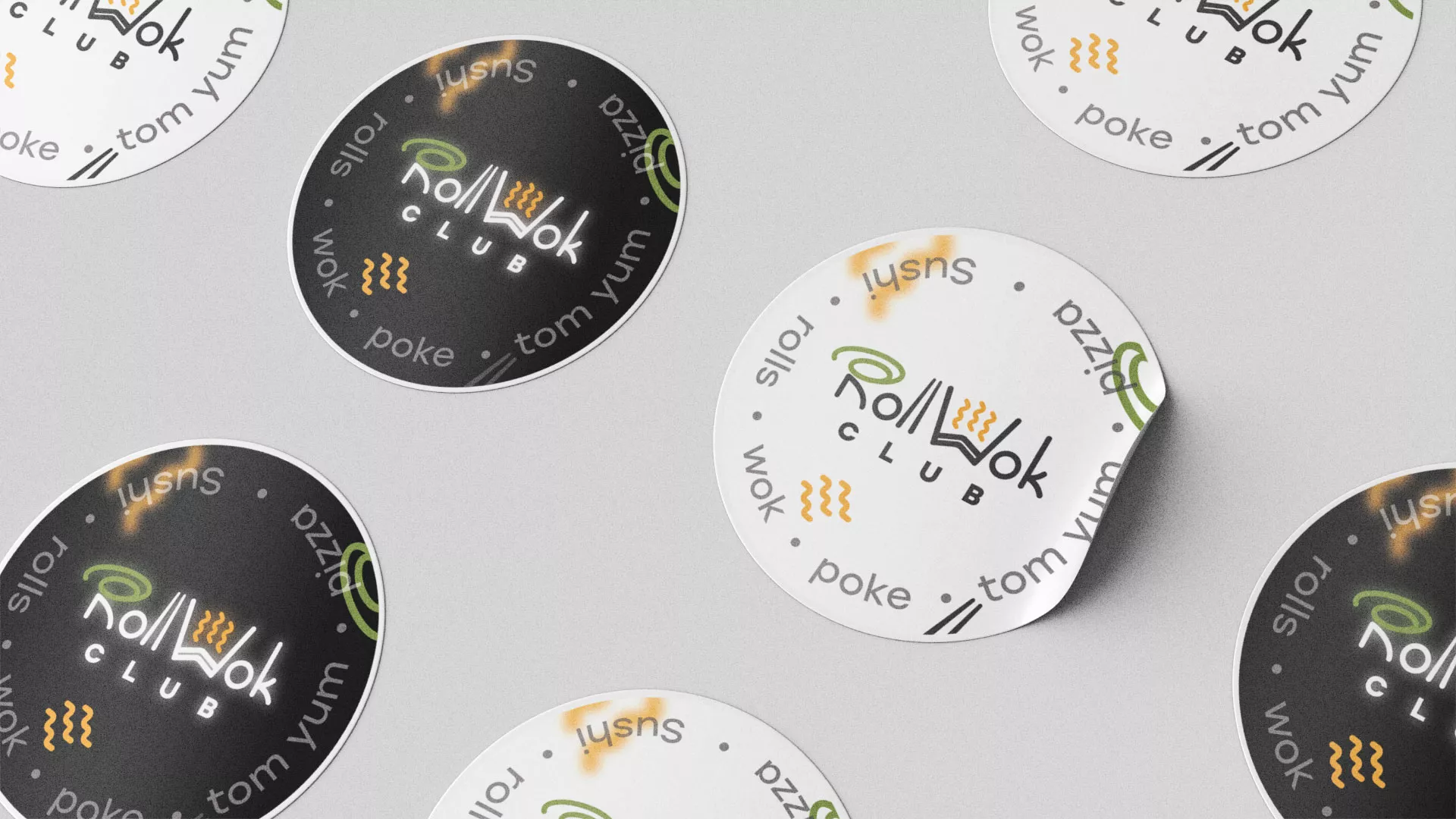 Разработка наклеек для суши-бара «Roll Wok Club» в Стародубе